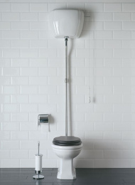 Фото Унитаз с бачком на высокой трубе Globo Paestum (PA001.BI+PA010.BI+BA005+BA003) хром, белый