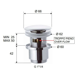 Донный клапан REMER (905CC2114CFP) черный, хром