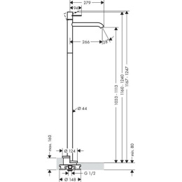 Смеситель для раковины Axor Uno 38037930 напольный, латунь