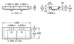 Фото Раковина двойная 130 см Roca Stratum (327630000) белый