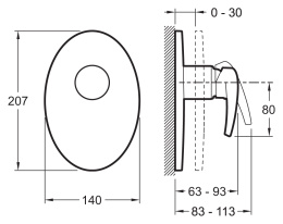 Фото Смеситель Jacob Delafon Panache E98704-CP для душа, встраиваемый, внешняя часть