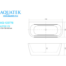 Акриловая ванна 170x78 Aquatek (AQ-123778), овальная