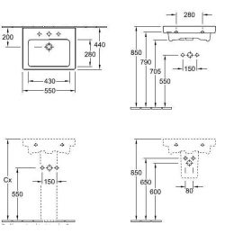 Раковина 7113 55 R2 VILLEROY&BOCH SUBWAY 2.0, 550х440 мм