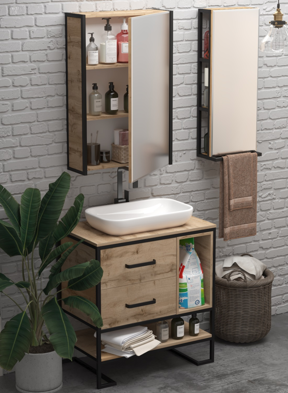 Фото 1Marka Ц0000005442 Тумба Grunge Loft 80Н 2я/2п Дуб вотан