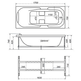 Акриловая ванна 170x75 Triton (133198), Гидромассаж: есть