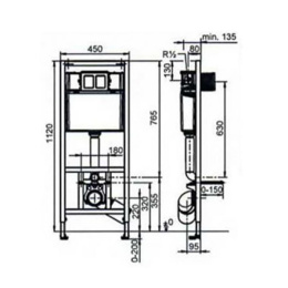 SANIT Malibu 90.506.00..S000 Монтажный элемент для унитаза 450xh1120мм, с малым ревизионным отверсти