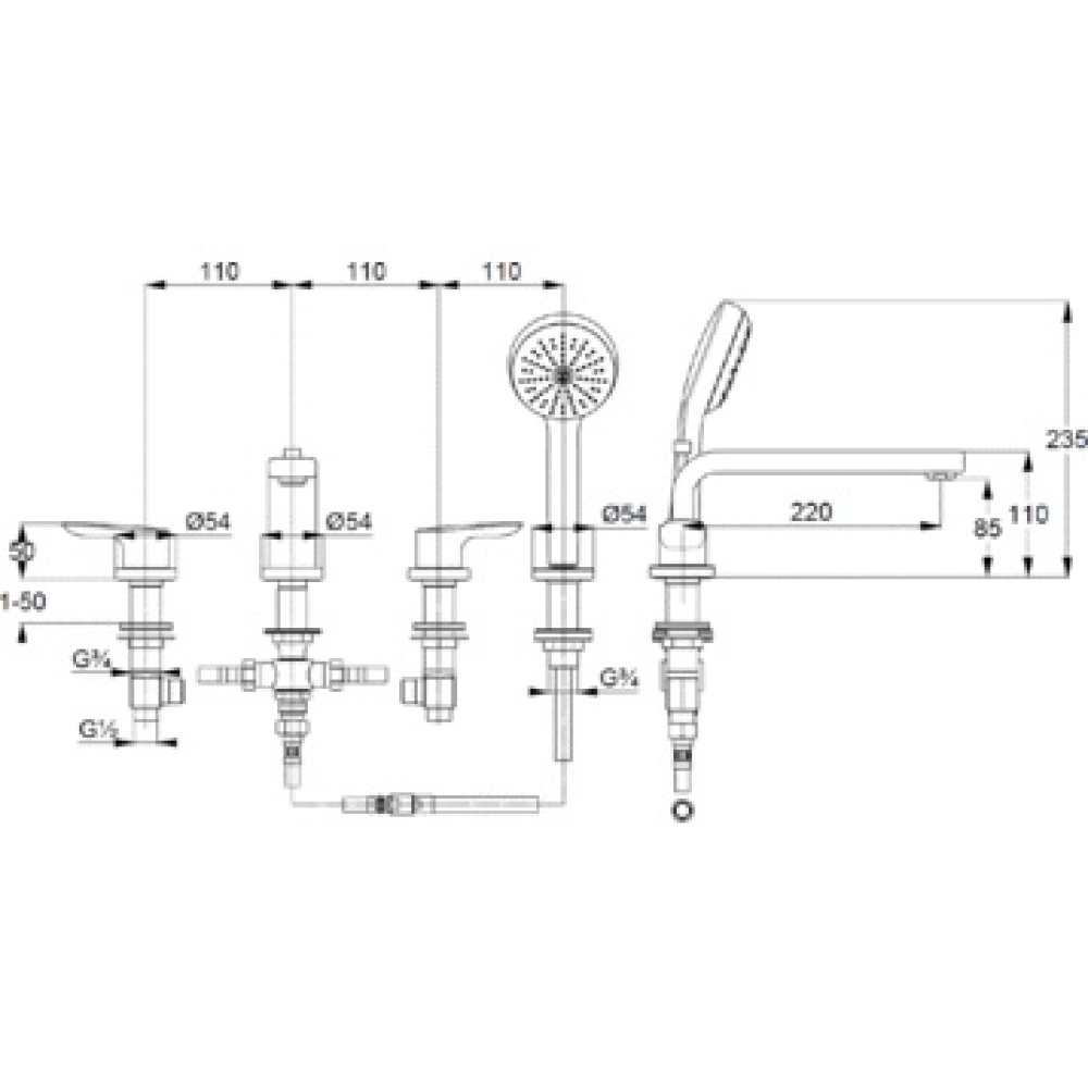 Смеситель для ванны Kludi Pure&Solid (344230575) хром