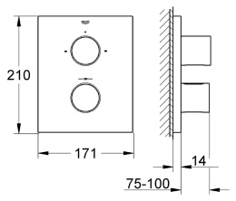 Grohe Grohtherm F 27618000 Термостат для ванны, встраиваемый без излива
