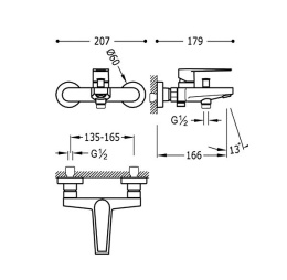 Фото Смеситель для ванны Tres Class 20517001
