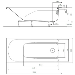Акриловая ванна 170x75 KOLO (XWP1471000), прямоугольная