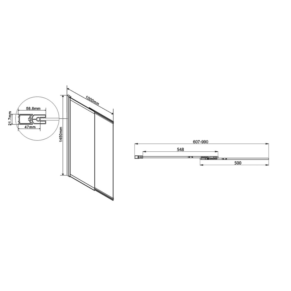 Душевая шторка на ванну Vincea VSB-1E (VSB-1E100CG) хром