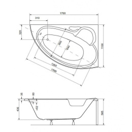 Акриловая ванна 170x110 Besco (WAF-170-NP)