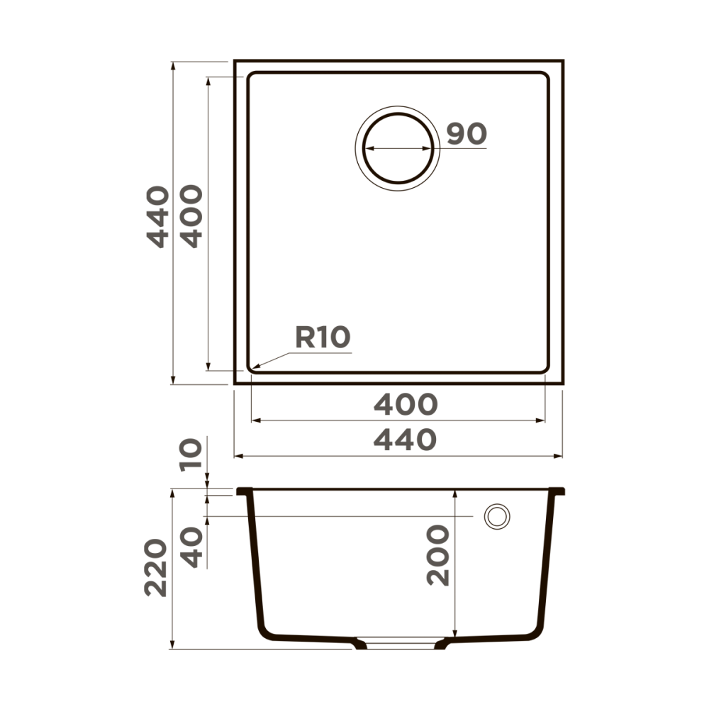 Кухонная мойка Omoikiri Bosen 44-U-DC Tetogranit (4993599) темный шоколад