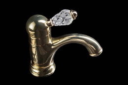 Фото Смеситель для умывальника Boheme Crystal (281-CRST) золото