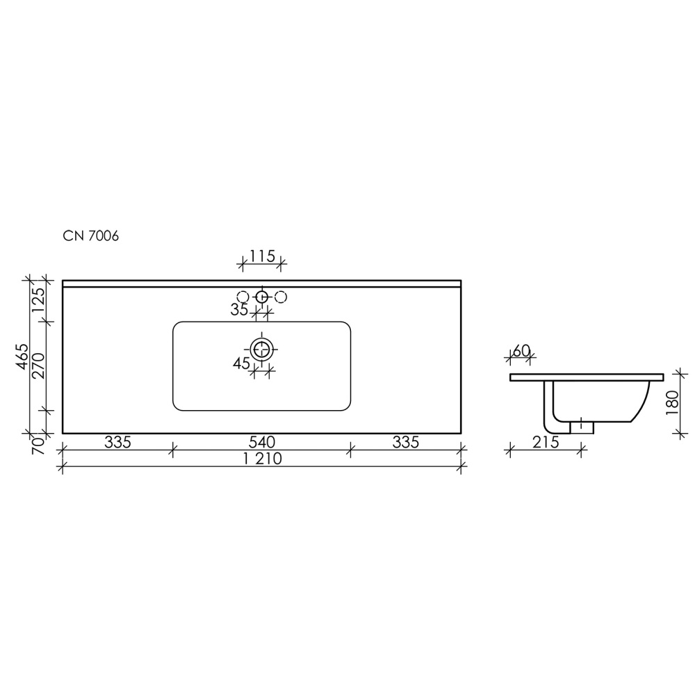 Умывальник накладной Ceramica Nova Element CN7006MB прямоугольный 1210*465*180мм