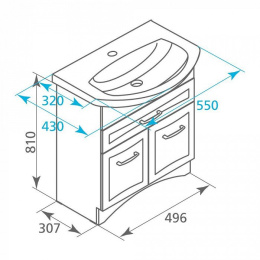 Тумба с раковиной Milardo Victoria 55 напольная белая (VIC55W0M95K)