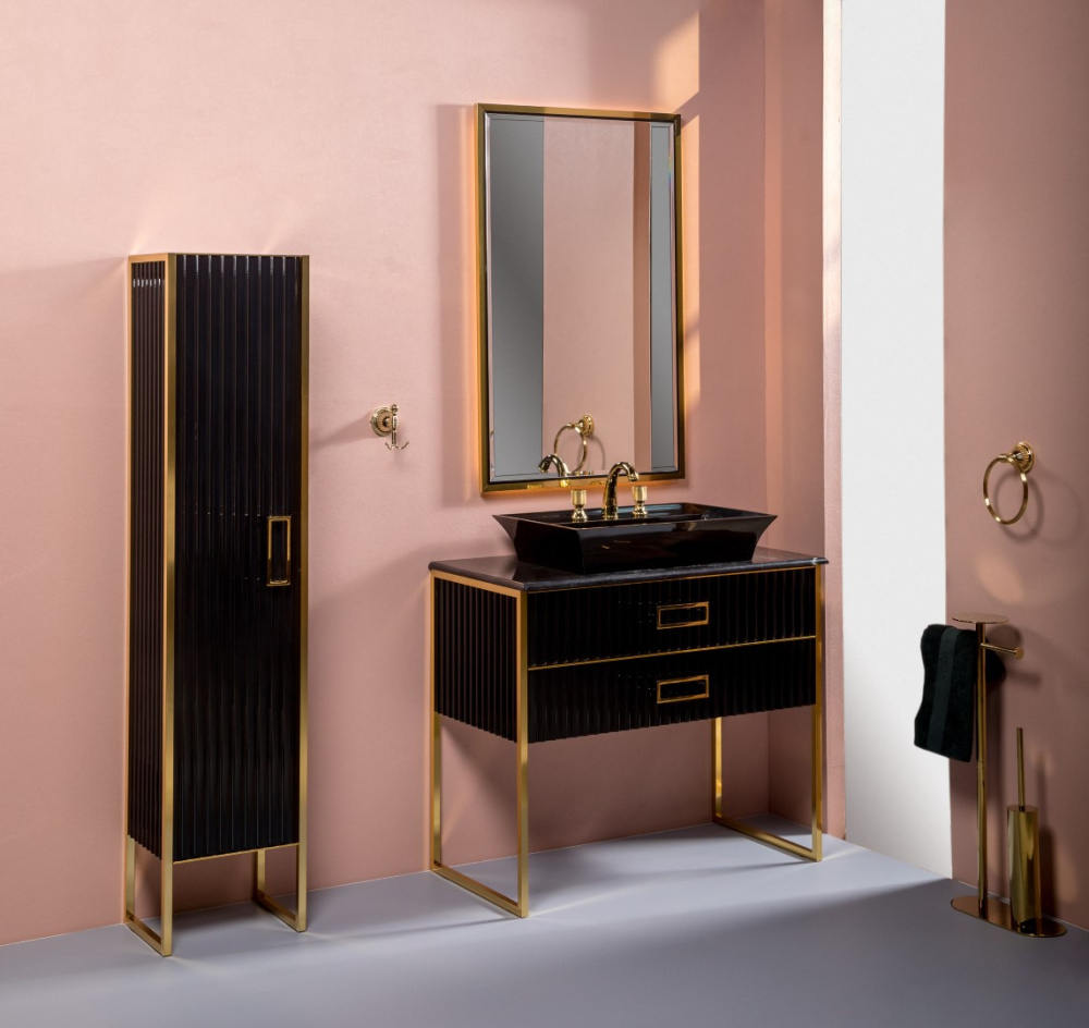 Фото Armadi Art Monaco 868-BG-R Пенал MONACO черный глянец + золото R