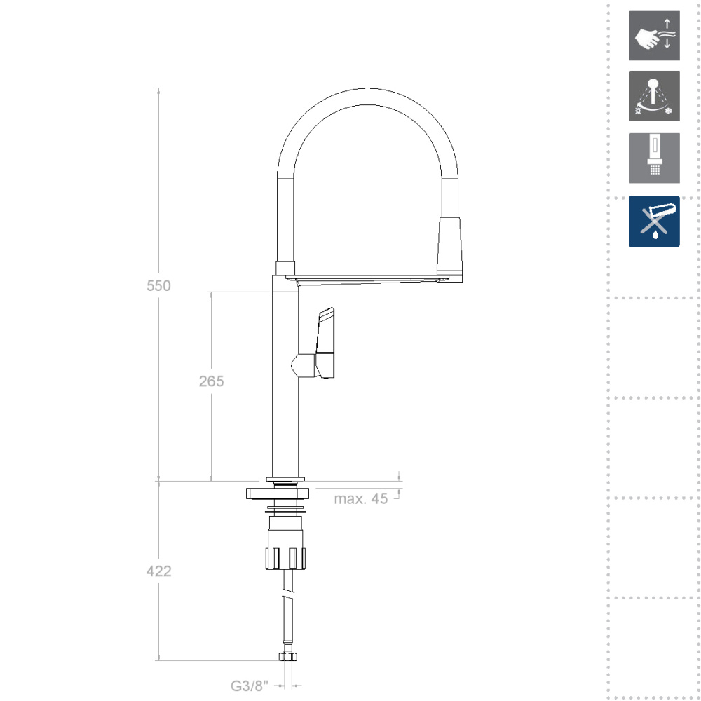 Фото Смеситель для кухни RamonSoler KITCHEN MAGNET 388801MACU Медь