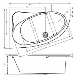 Акриловая ванна 140x90 Riho (B019001005), Гидромассаж: установка по желанию