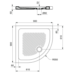 Душевой поддон 90X90 см Ideal Standard CONNECT T266801