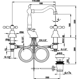 Фото Смеситель для раковины Cisal Arcana America AA00108024, золото