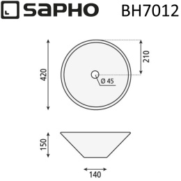 Sapho Comillas BH7012 Керамическая раковина-чаша COMILLAS на столешницу