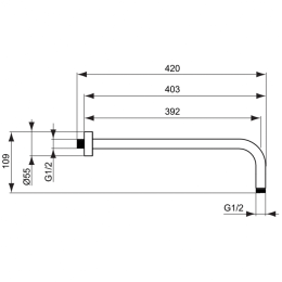 Настенный держатель верхнего душа 400 мм Ideal Standard IDEALRAIN B9445AA