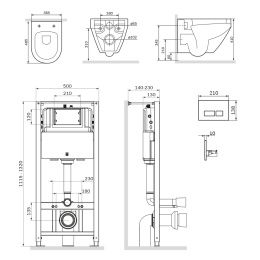 Инсталляция + унитаз + клавиша Am.Pm Spirit 2.0 (IS47051.701700) синий