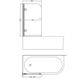 Шторка на ванну Devon&Devon Savoy CQS80TDCR 80х140 DX стекло прозрачное, хром