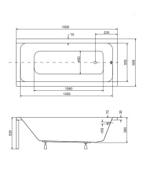 Акриловые ванны 150 см Акриловая ванна 150x70 Besco (WAM-150-MO), прямоугольная