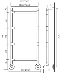 Полотенцесушитель водяной Margaroli Sereno 482 (475мм), 4824704BR, старая бронза