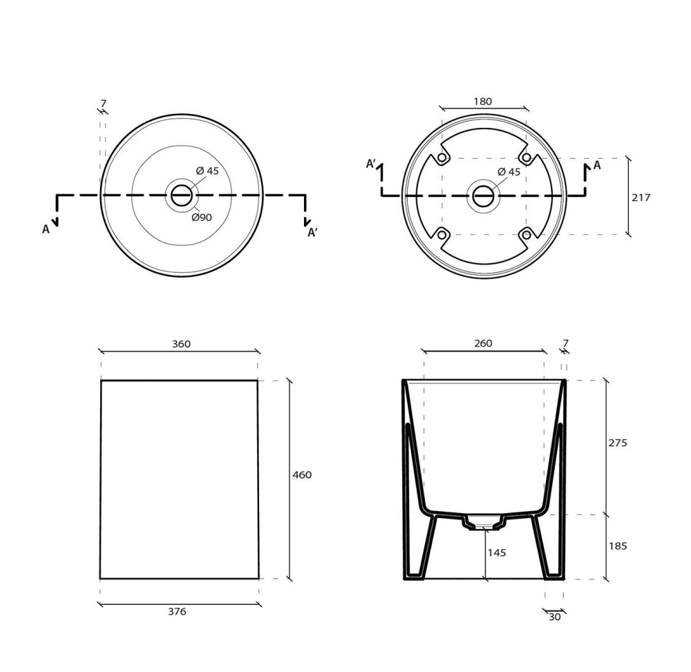Фото Раковина 37 см Galassia Core (7305GM), цвет серый, матовый