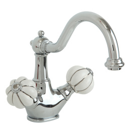 Фото Migliore Olivia 19016 Смеситель для раковины, "click-clack", бел. с декором платина/хром