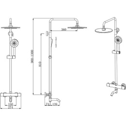 Фото Душевая система Bronze de Luxe Scandi (11060BR) бронза