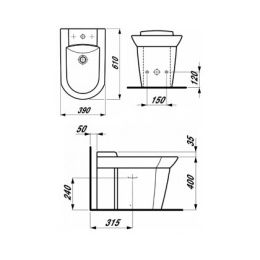 LAUFEN Mylife 8.3294.1.400.308.1 Биде напольное с 3-мя отверстиями для смесителя