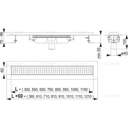 Водоотводящий желоб AlcaPlast (APZ1101-1150)