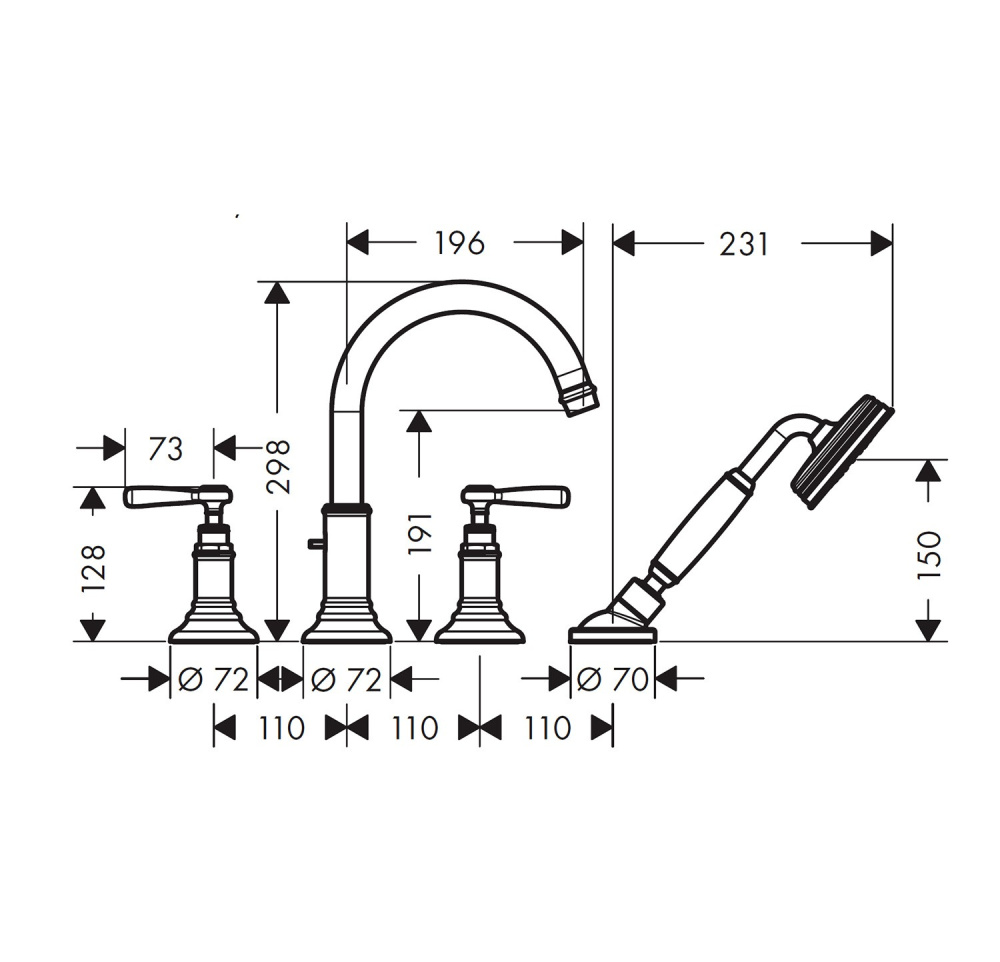 Фото Смеситель Axor Montreux 16550000 на борт ванны, хром