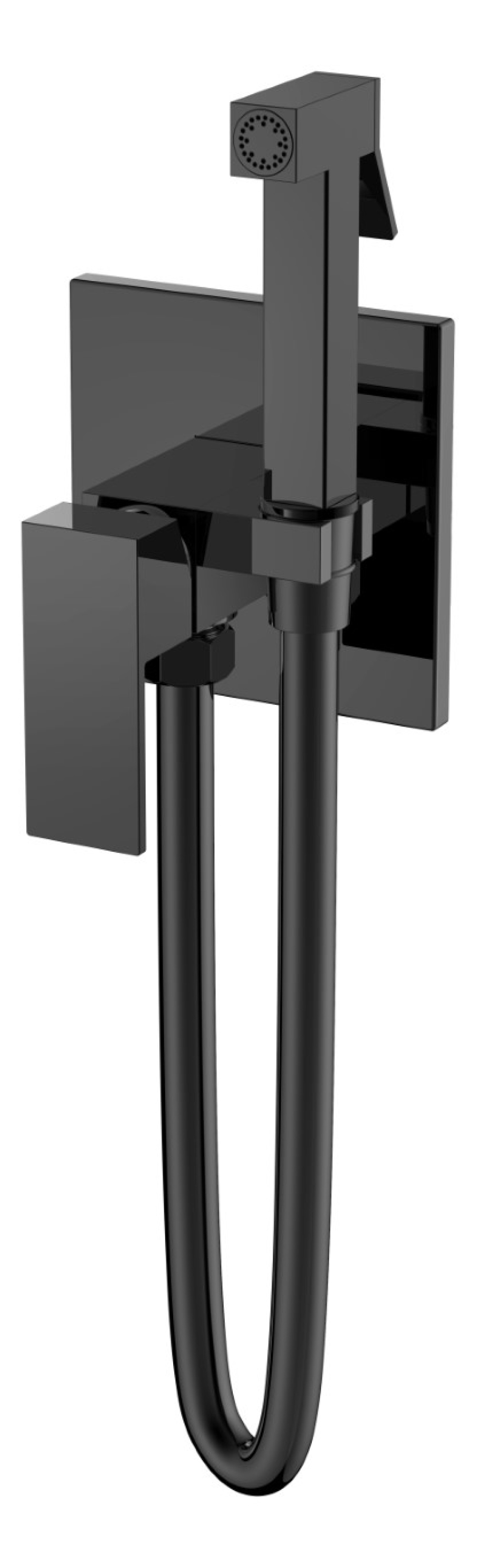 Фото Гигиенический душ со смесителем Boheme Qubic 477-SGM Оружейная сталь глянцевая