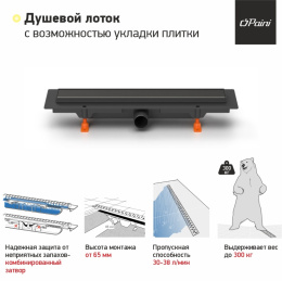 Фото Душевой лоток PAINI Klasik 450 CH450KC черный