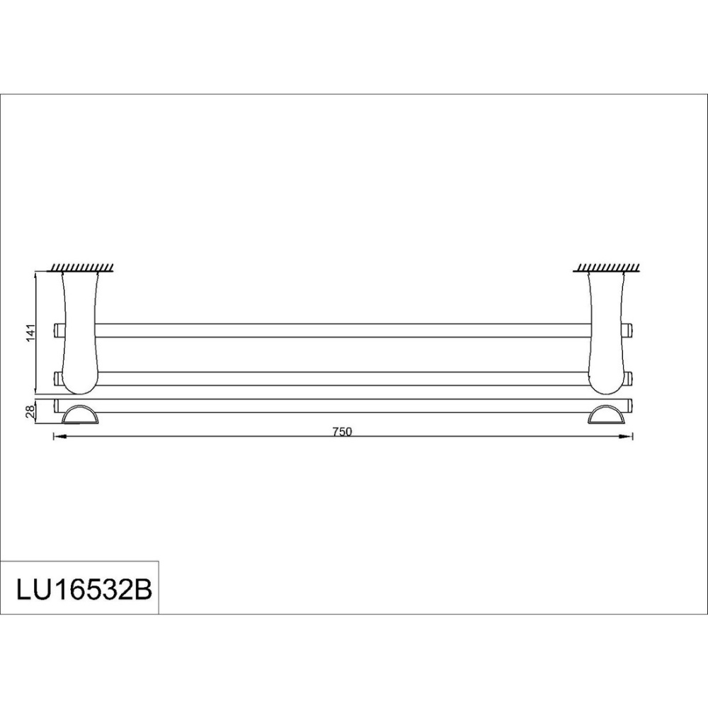 Полотенцедержатель двойной 70 см. RUSH Luson LU16532B