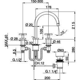 Смеситель для раковины Cisal Barcelona Quad BQ00107021, хром