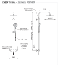 Фото Душевая система термостатическая Remer EQ32A8MPUFM25G