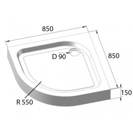 Душевой поддон BelBagno TRAY-BB-R-85-550-15-W 85 x 85 см с сифоном, четверть круга