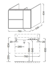 Тумба под раковину Jacob Delafon Soprano 80 см, EB1333-N08-N18, цвет - белый глянец/матовый базальт