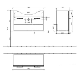 Тумба под раковину A285N1BM VILLEROY&BOCH Central Line, 750 x 492 x 310 мм