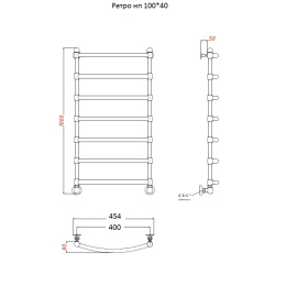 Полотенцесушитель Тругор  Ретро нп 100*40 (ЛЦ33 нов) D25 (Ретро/нп10040 D25)