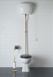 Фото Унитаз с бачком на высокой трубе Globo Paestum (PA002.BI+PA010.BI+BA005+BA003) хром, белый