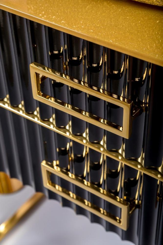 Фото Armadi Art 867-080-BG Тумба MONACO 80см h74см черная глянец + золото под раковину чашу