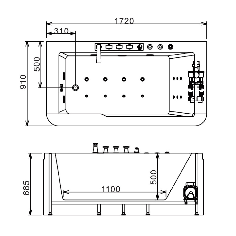 Акриловая ванна 172x91 Gemy (G9225 K), прямоугольная