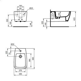 Биде подвесное T515201 Ideal Standard Ventuno (евробелый)